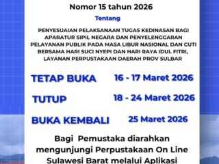 Jelang Libur Nasional Nyepi dan Idul Fitri, Perpusip Sulbar Tetap Buka Layanan Perpustakaan
