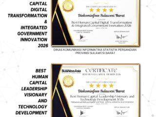 Inovasi SDM Berbasis Teknologi Informasi Bawa Gubernur dan Diskominfoss Sulbar Raih Best Human Capital Award 2026
