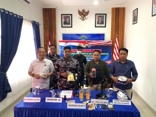Lanal Mamuju Gagalkan Transaksi Narkoba di Polman, Barang Bukti Diduga Ketamine hingga Fentanyl Diamankan